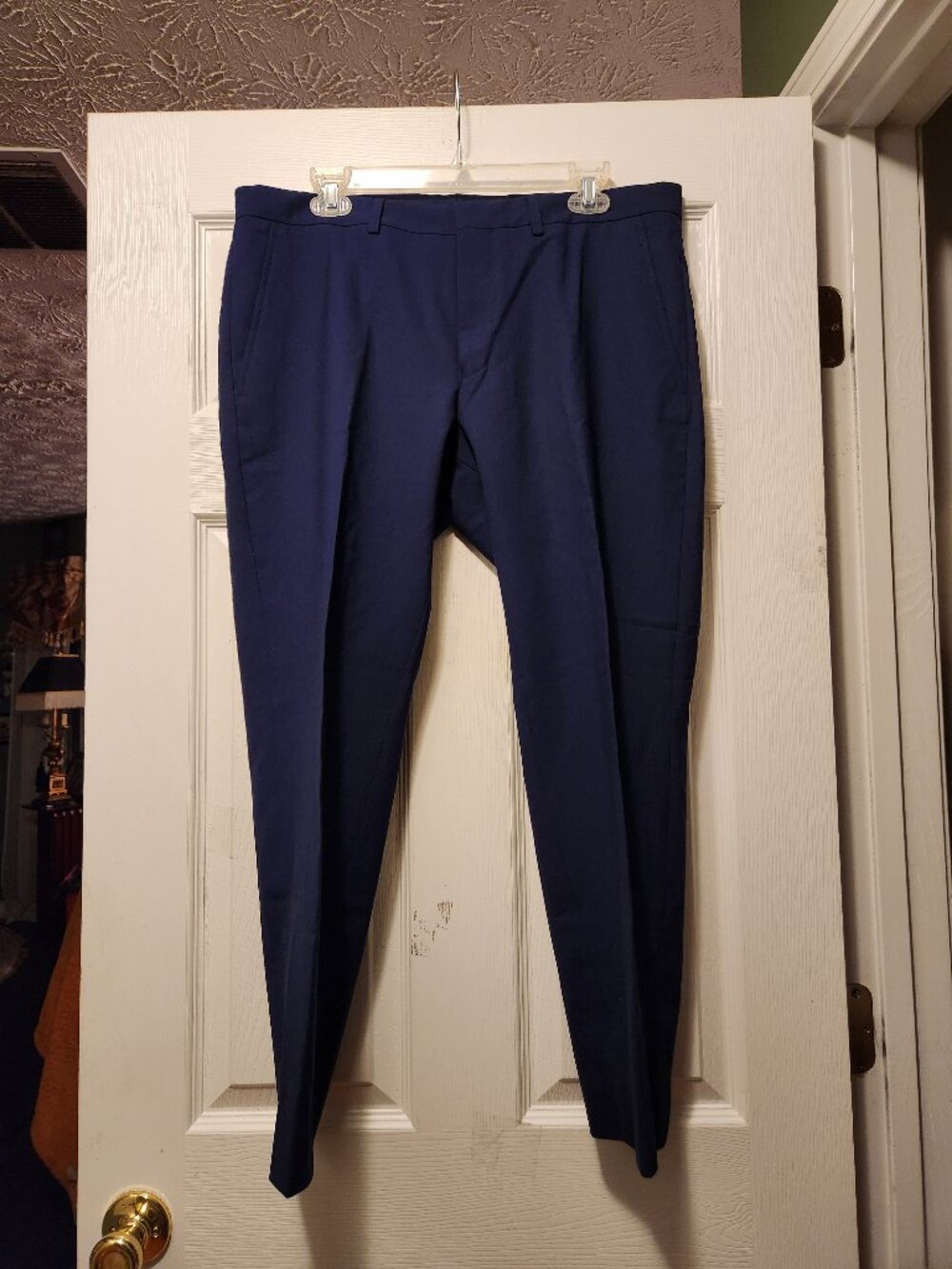 Cole haan men's blue 95%wool dress pants  flat front  size: 35/27